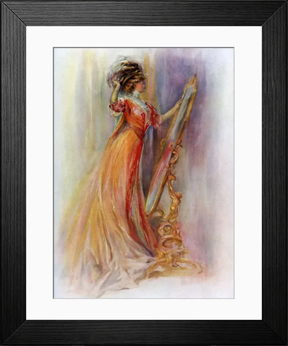 Framed Print : Woman admiring herself in a mirror, 1908-1909. Artist: Hubner & Wilson Framed Print : Woman admiring herself in a mirror, 1908-1909. Artist: Hubner & Wilson