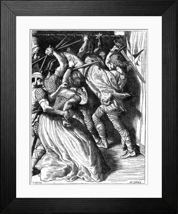 Framed Print : The Murder of Cenulph (d821), King of Mercia, 19th century. Artist: W Small Framed Print : The Murder of Cenulph (d821), King of Mercia, 19th century. Artist: W Small