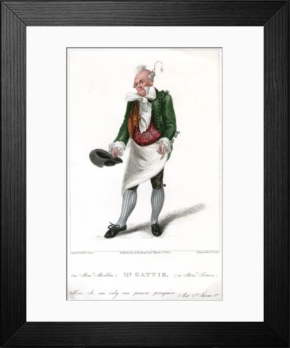 Framed Print : Mr Gattie as Monsieur Morbleu in Monsieur Tonson, 1822. Artist: R Cooper Framed Print : Mr Gattie as Monsieur Morbleu in Monsieur Tonson, 1822. Artist: R Cooper