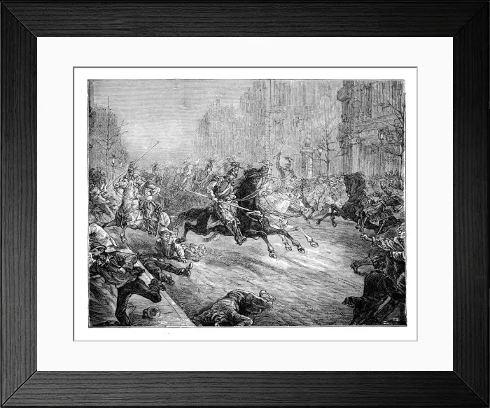 Framed Print : The coup d etat, lancers charging the crowd in the boulevards of Paris, 19th century Framed Print : The coup d etat, lancers charging the crowd in the boulevards of Paris, 19th century