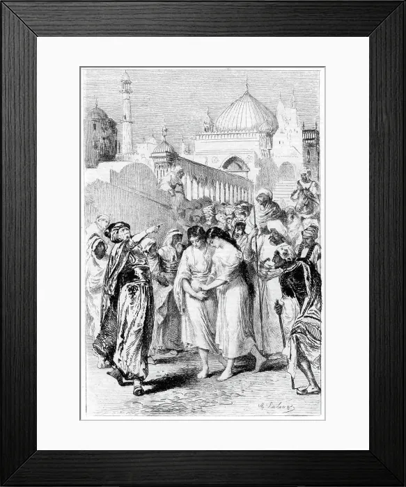 Framed Print : Ganems mother and sister leaving Damascus, 19th century Framed Print : Ganems mother and sister leaving Damascus, 19th century