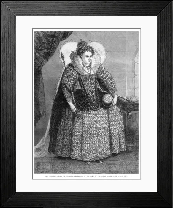 Framed Print : Queen Elizabeth attired for the royal thanksgiving on the defeat of the Spanish Armada, (1872) Framed Print : Queen Elizabeth attired for the royal thanksgiving on the defeat of the Spanish Armada, (1872)