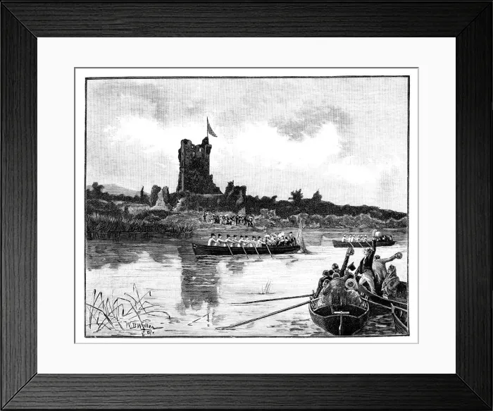 Framed Print : The Royal tour in Ireland, visit to Ross Castle, Killarney, 1887. Artist: William Barnes Wollen Framed Print : The Royal tour in Ireland, visit to Ross Castle, Killarney, 1887. Artist: William Barnes Wollen
