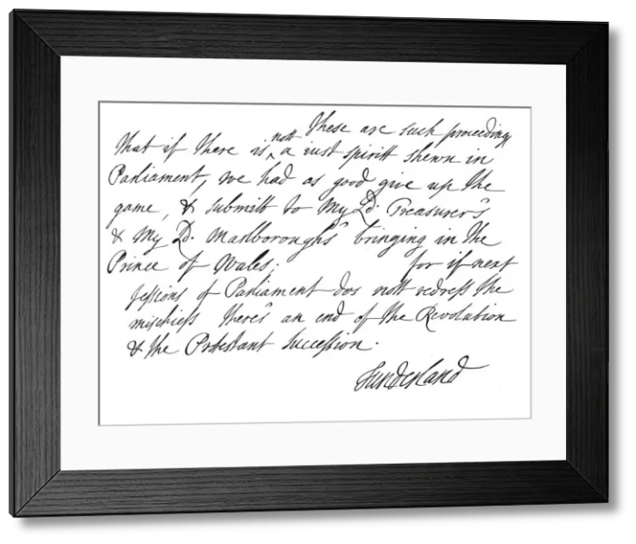 Framed Print : Part of a letter written by Charles Spencer, 3rd Earl of Sunderland, 1678 (1840) Framed Print : Part of a letter written by Charles Spencer, 3rd Earl of Sunderland, 1678 (1840)
