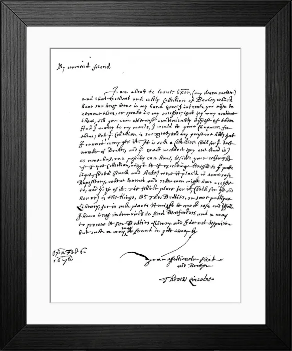 Framed Print : A letter written by Thomas Lincoln, 1676 (1840) Framed Print : A letter written by Thomas Lincoln, 1676 (1840)