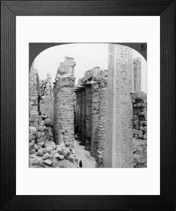 Framed Print : Middle aisle of the great hall and obelisk of Thutmosis I, temple at Karnak, Thebes, Egypt, 1905. Artist: Underwood & Underwood Framed Print : Middle aisle of the great hall and obelisk of Thutmosis I, temple at Karnak, Thebes, Egypt, 1905. Artist: Underwood & Underwood