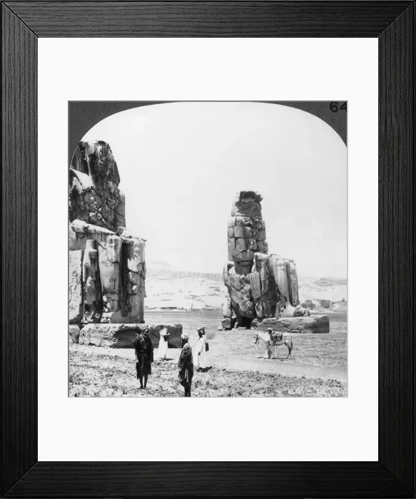 Framed Print : Colossal Memnon statues at Thebes, Egypt, 1905. Artist: Underwood & Underwood