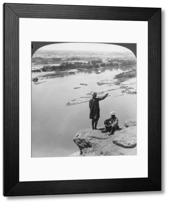 Framed Print : Aswan and the island of Elephantine as seen from the western cliffs, Egypt, 1905. Artist: Underwood & Underwood
