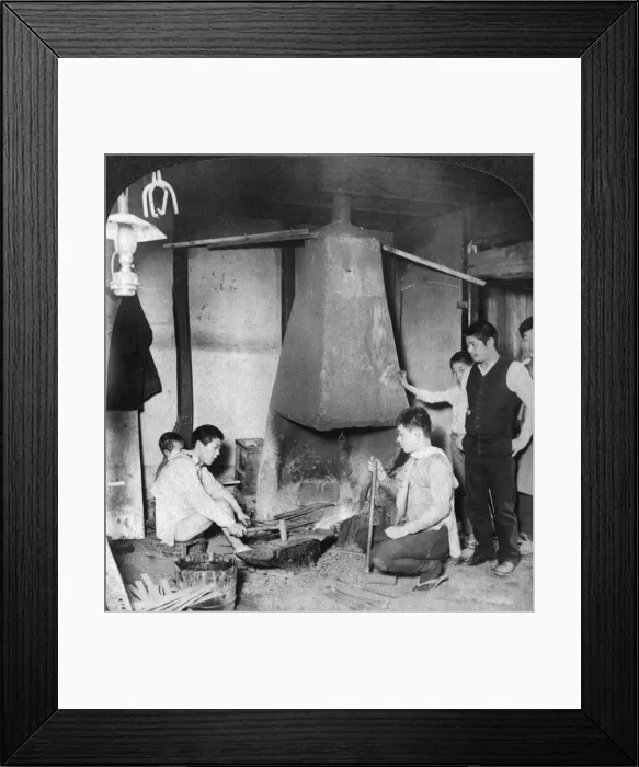 Framed Print : A Japanese blacksmith at his forge, Yokohama, Japan, 1904. Artist: Underwood & Underwood Framed Print : A Japanese blacksmith at his forge, Yokohama, Japan, 1904. Artist: Underwood & Underwood