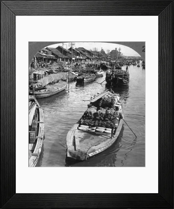 Framed Print : A busy freight canal in Tokyo, Japan, 1904. Artist: Underwood & Underwood Framed Print : A busy freight canal in Tokyo, Japan, 1904. Artist: Underwood & Underwood
