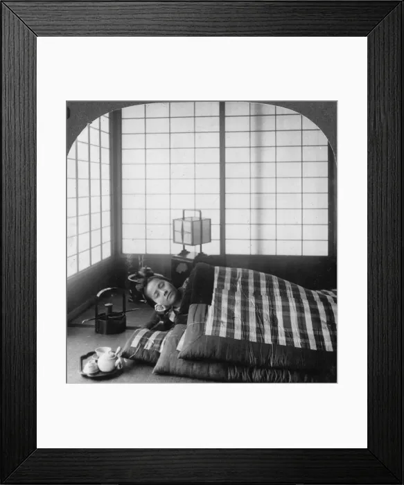 Framed Print : A geisha sleeping in a tea house, Hikone, Japan, 1904. Artist: Underwood & Underwood Framed Print : A geisha sleeping in a tea house, Hikone, Japan, 1904. Artist: Underwood & Underwood