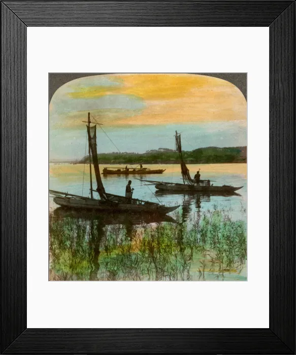 Framed Print : Fishing boats at sunset near Yokohama, Japan, 1904. Artist: Underwood & Underwood Framed Print : Fishing boats at sunset near Yokohama, Japan, 1904. Artist: Underwood & Underwood