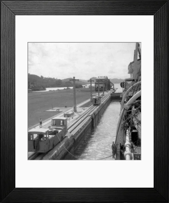 Framed Print : The SS Orbita, Panama Canal, early 20th century. Artist: J Dearden Holmes