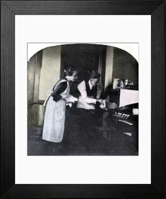Framed Print : Don t burn the dinner, late 19th century Framed Print : Don t burn the dinner, late 19th century