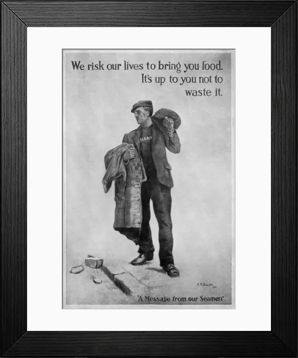 Framed Print : We risk our lives... First World War poster, 1917, (c1920). Artist: James Prinsep Beadle Framed Print : We risk our lives... First World War poster, 1917, (c1920). Artist: James Prinsep Beadle