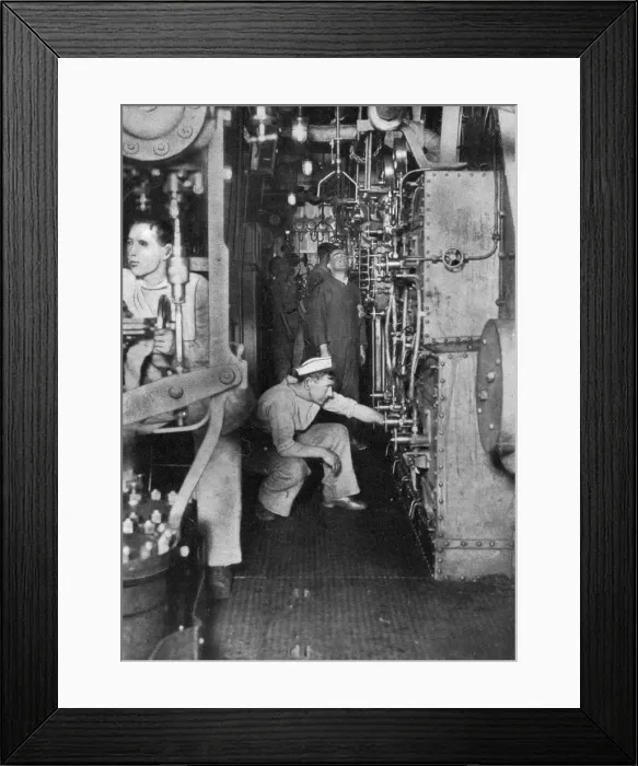Framed Print : A warships boiler room, First World War, 1914-1918, (c1920) Framed Print : A warships boiler room, First World War, 1914-1918, (c1920)