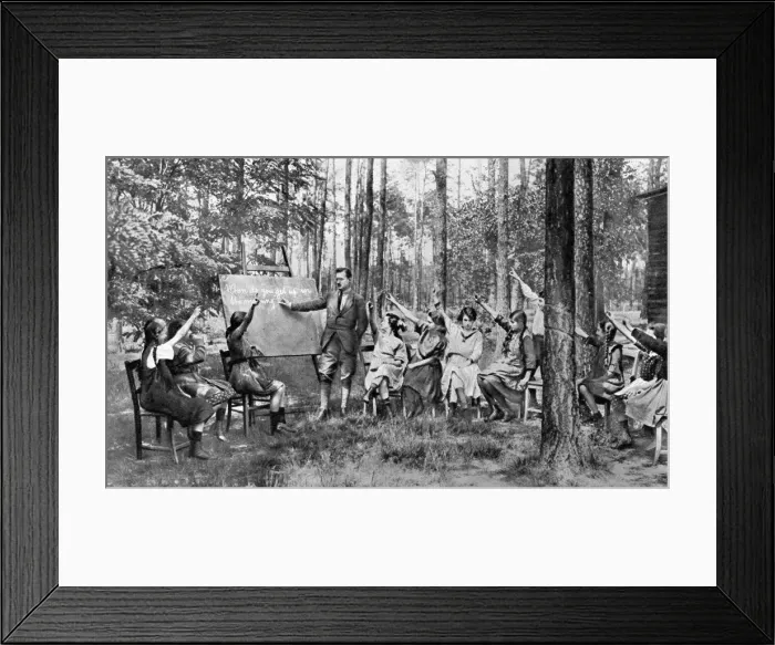 Framed Print : Children taking English lessons in the Forest of Charlottenburg, Berlin, Germany, 1922 Framed Print : Children taking English lessons in the Forest of Charlottenburg, Berlin, Germany, 1922