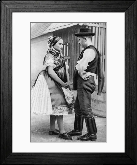 Framed Print : A young Slovak couple, Hungary, 1926. Artist: AW Cutler Framed Print : A young Slovak couple, Hungary, 1926. Artist: AW Cutler