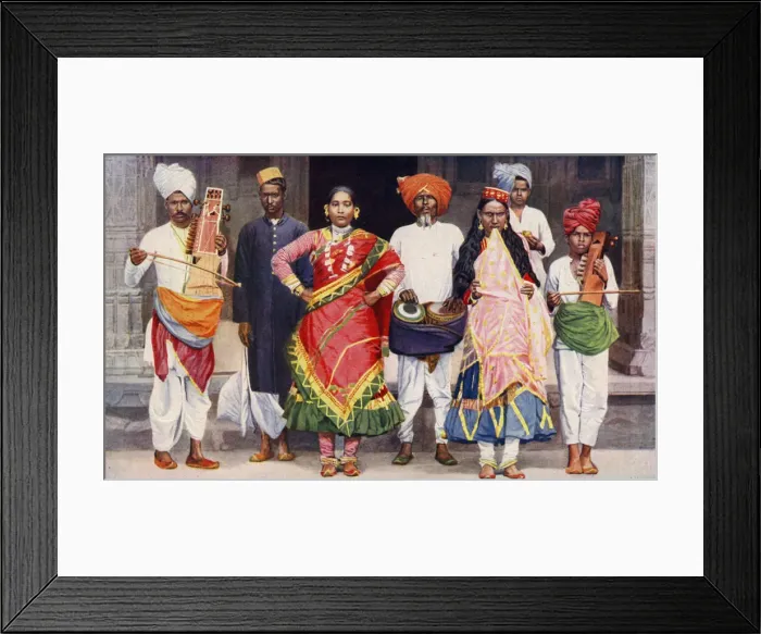Framed Print : Nautch dancing girls with accompanying musicians, India, 1922. Artist: SR Norton Framed Print : Nautch dancing girls with accompanying musicians, India, 1922. Artist: SR Norton