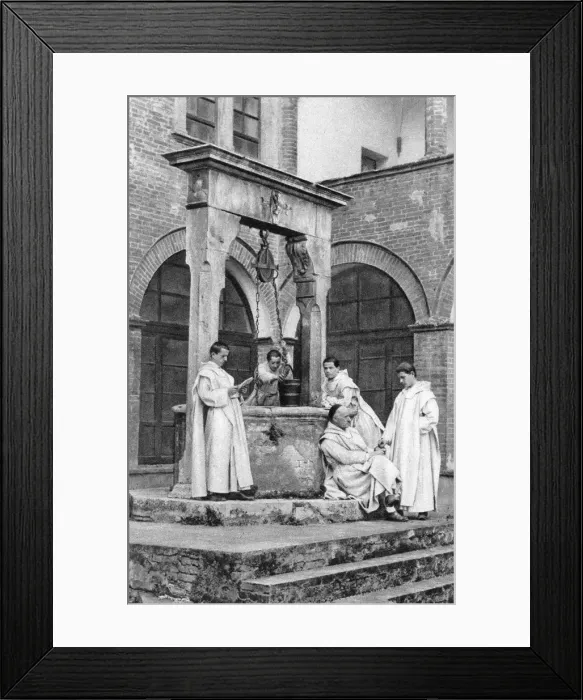 Framed Print : A group of monks at the monastery of Monte Oliveto Maggiore, Italy, 1922 Framed Print : A group of monks at the monastery of Monte Oliveto Maggiore, Italy, 1922