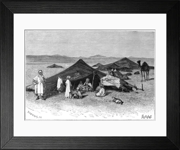 Framed Print : Nomad encampment, Sahara, c1890. Artist: Hildibrand Framed Print : Nomad encampment, Sahara, c1890. Artist: Hildibrand