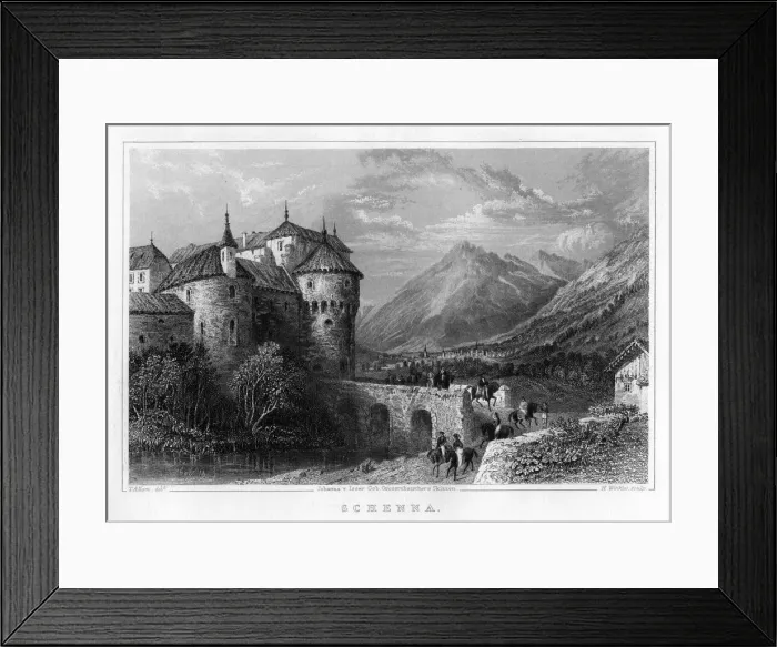 Framed Print : Schenna, 19th century. Artist: H Winkles Framed Print : Schenna, 19th century. Artist: H Winkles