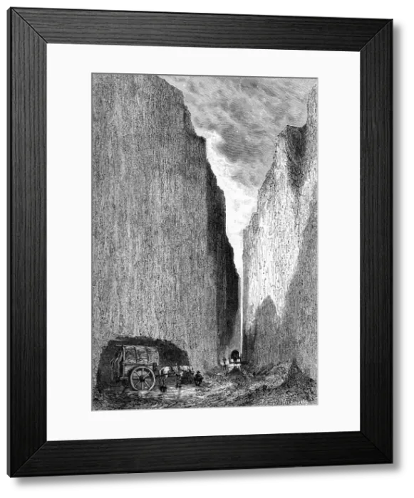 Framed Print : Road cut through the Yellow Earth, China, c1890. Artist: Hildibrand Framed Print : Road cut through the Yellow Earth, China, c1890. Artist: Hildibrand