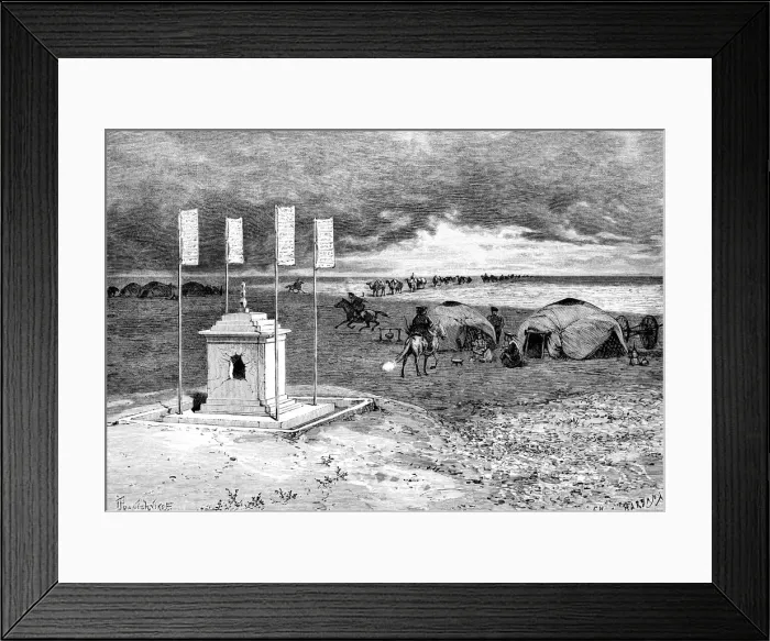 Framed Print : The tomb of a lama and an encampment, Mongolian desert, c1890 Framed Print : The tomb of a lama and an encampment, Mongolian desert, c1890