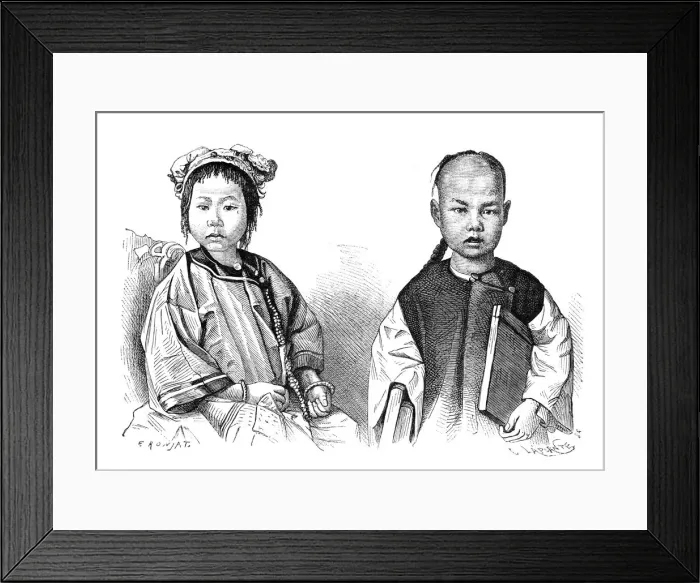 Framed Print : Chinese children, c1890. Artist: Laplante Framed Print : Chinese children, c1890. Artist: Laplante