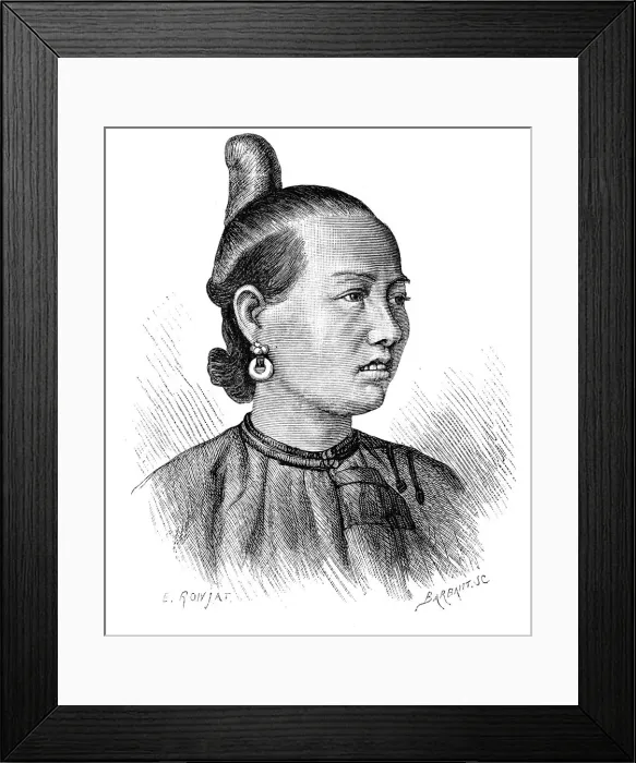 Framed Print : Female Coiffure, Swatow, c1890. Artist: Barbant Framed Print : Female Coiffure, Swatow, c1890. Artist: Barbant
