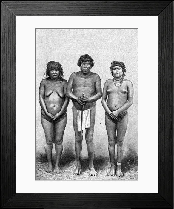 Framed Print : Three Guarauni Indians, Venezuela, 1895 Framed Print : Three Guarauni Indians, Venezuela, 1895