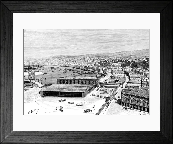 Framed Print : Valparaiso, Chile, 1895. Artist: Maynard Framed Print : Valparaiso, Chile, 1895. Artist: Maynard