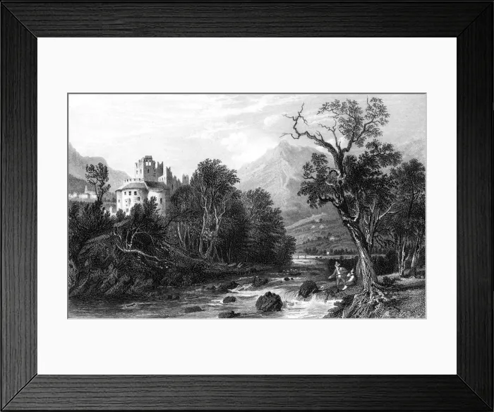 Framed Print : A castle by a river, 19th century. Artist:s Lacy Framed Print : A castle by a river, 19th century. Artist:s Lacy