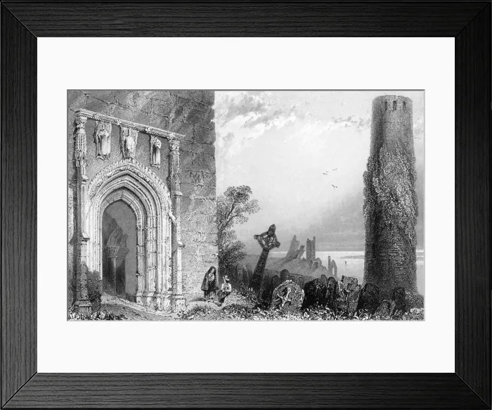 Framed Print : Entrance to a temple, Clonmacnoise, Ireland, 19th century. Artist: R Brandard Framed Print : Entrance to a temple, Clonmacnoise, Ireland, 19th century. Artist: R Brandard