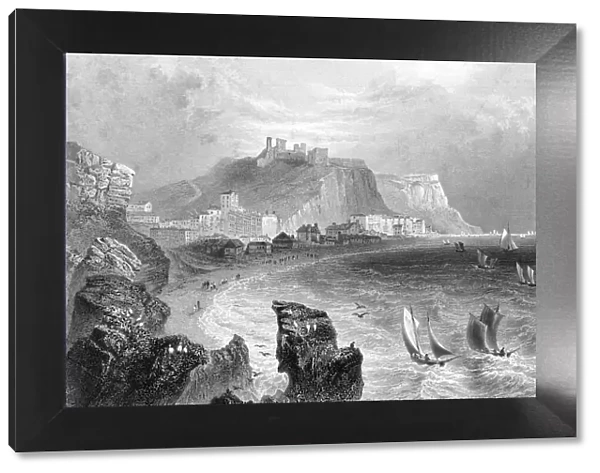 The coastline at Hastings, East Sussex, 1840. Artist: R Wallis