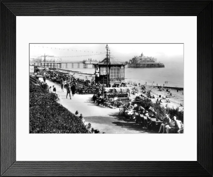 Framed Print : The bandstand and pier, Eastbourne, East Sussex, early 20th century. Artist: E Dennis Framed Print : The bandstand and pier, Eastbourne, East Sussex, early 20th century. Artist: E Dennis