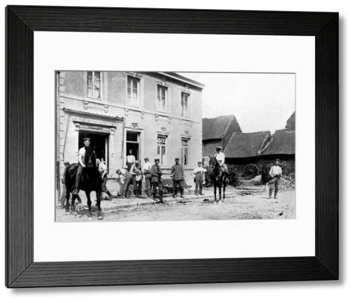 Framed Print : Cafe in Mouland, destroyed by Germans, First World War, 1914 Framed Print : Cafe in Mouland, destroyed by Germans, First World War, 1914