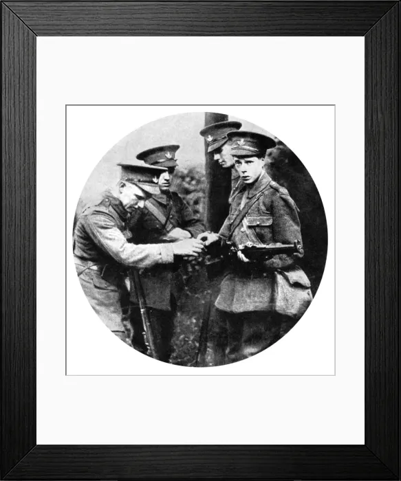 Framed Print : The Prince of Wales loading a rifle in the Grenadiers, First World War, 1914 Framed Print : The Prince of Wales loading a rifle in the Grenadiers, First World War, 1914