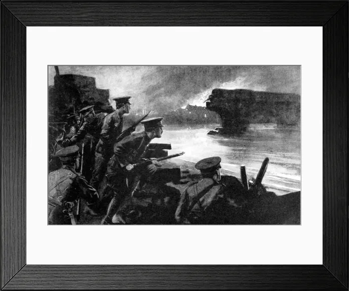 Framed Print : British troops on riverbank prepared for German advance, Belgium, First World War, 1914 Framed Print : British troops on riverbank prepared for German advance, Belgium, First World War, 1914