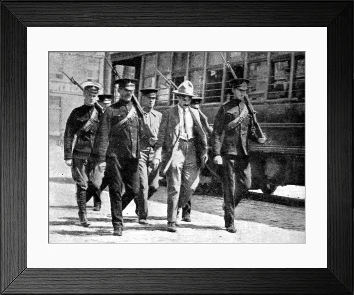 Framed Print : German spy escorted to military prison by the Canadian authorities, First World War, 1914 Framed Print : German spy escorted to military prison by the Canadian authorities, First World War, 1914