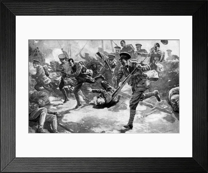 Framed Print : British infantry battle with German forces, First World War, 1914 Framed Print : British infantry battle with German forces, First World War, 1914