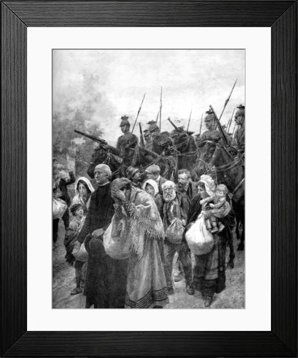 Framed Print : Expelling the civil residents of Louvain, Brussels, 1914 Framed Print : Expelling the civil residents of Louvain, Brussels, 1914