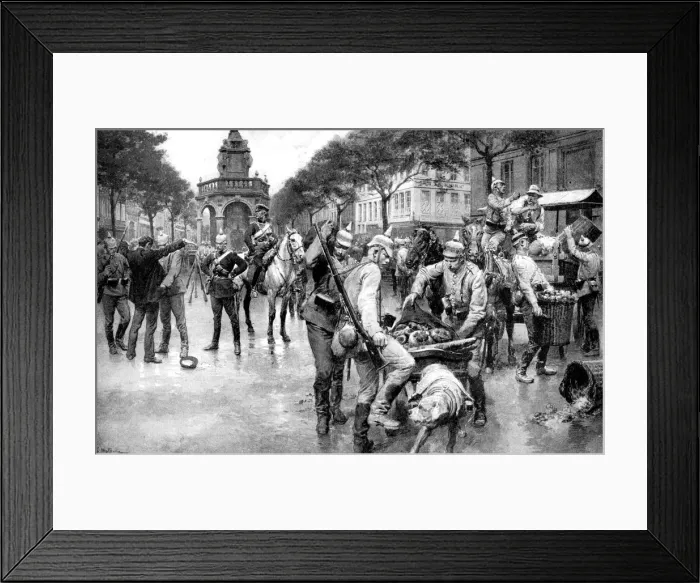 Framed Print : German troops occupying the city of Liege in Belgium, First World War, 1914