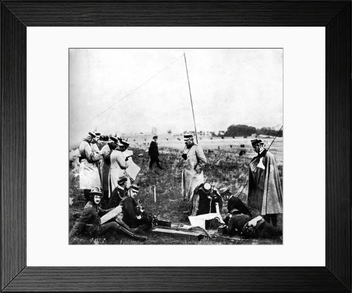 Framed Print : Company of German scouts receiving telephone instructions, First World War, 1914 Framed Print : Company of German scouts receiving telephone instructions, First World War, 1914