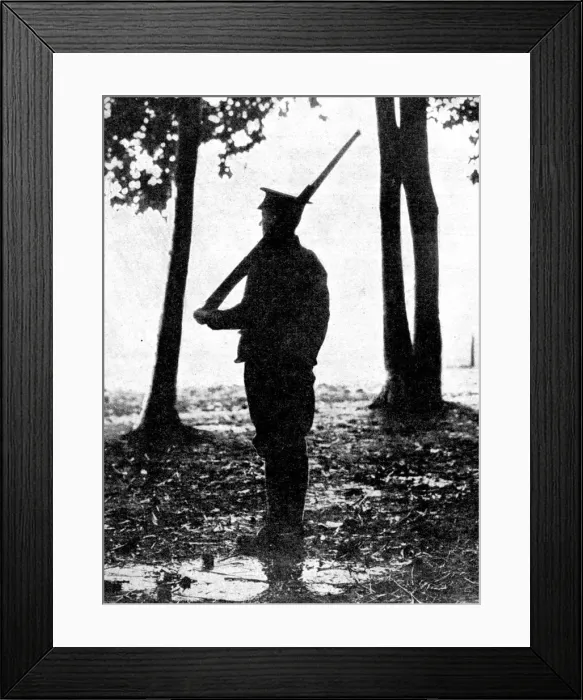 Framed Print : Grey dawn on the battlefield, British cavalry, Belgian frontier, First World War, 1914 Framed Print : Grey dawn on the battlefield, British cavalry, Belgian frontier, First World War, 1914