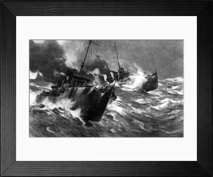 Framed Print : British torpedo craft in North sea storms, First World War, 1914 Framed Print : British torpedo craft in North sea storms, First World War, 1914