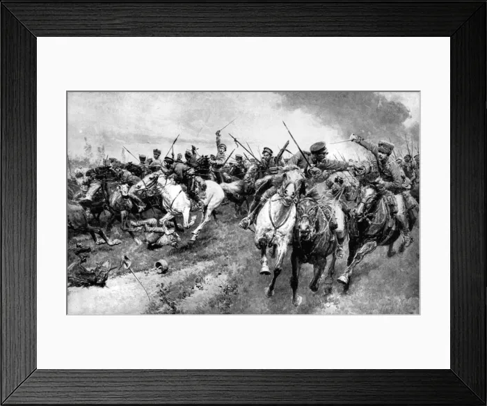 Framed Print : Russian Cossacks attacking German army, East Prussia, First World War, 1914 Framed Print : Russian Cossacks attacking German army, East Prussia, First World War, 1914