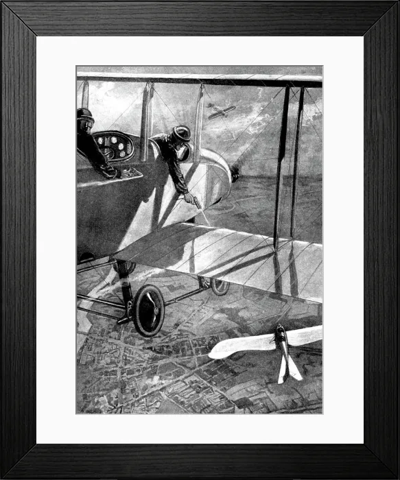 Framed Print : British biplane versus German Taube, First World War, 1914 Framed Print : British biplane versus German Taube, First World War, 1914