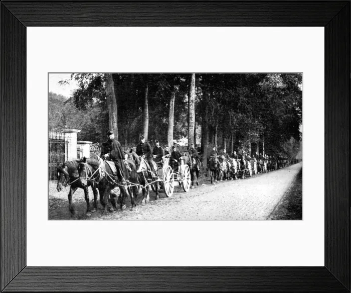 Framed Print : Belgian artillery avoiding German Taube planes, First World War, 1914 Framed Print : Belgian artillery avoiding German Taube planes, First World War, 1914
