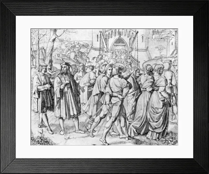 Framed Print : People at the entrance to a city, c19th century (1931) Framed Print : People at the entrance to a city, c19th century (1931)